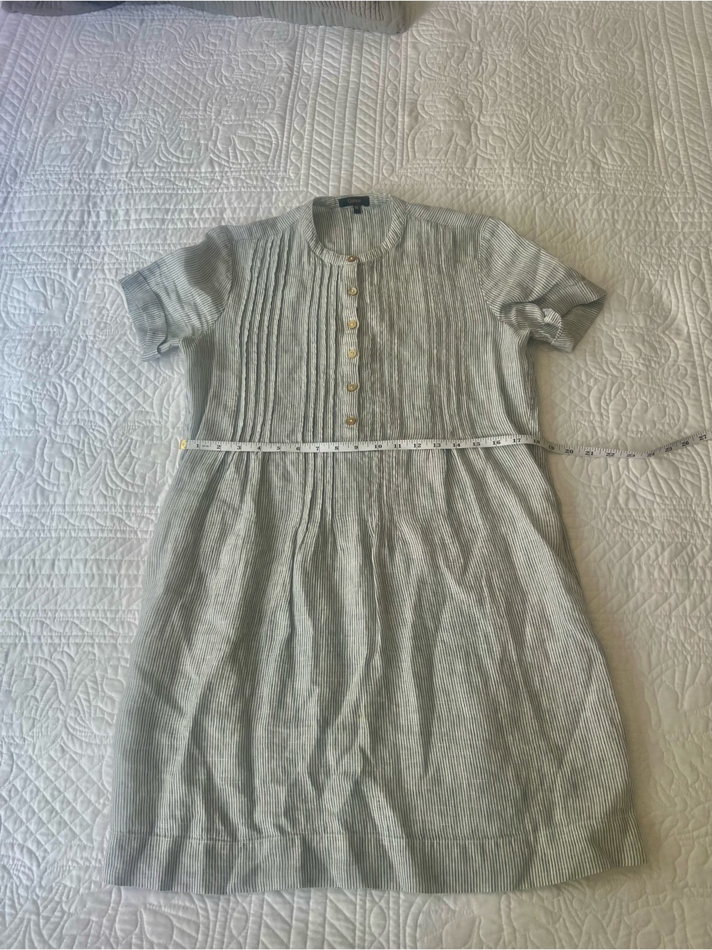 Quince 100% Linen Light Blue Striped Sleeveless Midi Dress - Picture 7 of 12